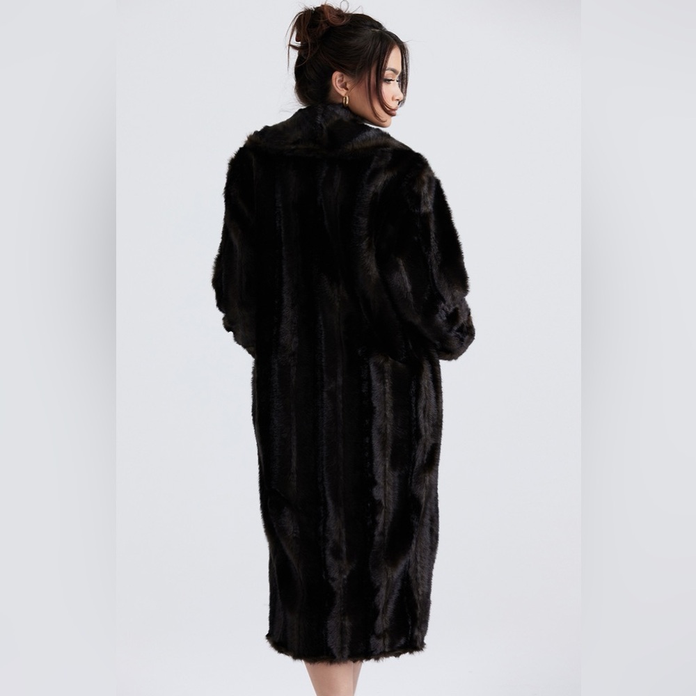 House of CB CALLIE Dark Brown Faux Fur Coat | Size L | Like New - Picture 6 of 15
